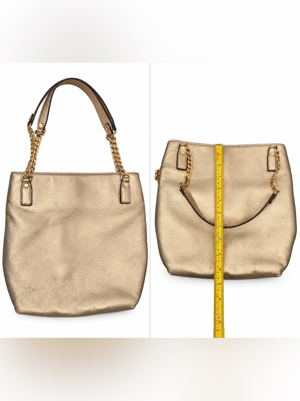 Michael Kors Metallic Gold Chain Strap Tote Shoulder Bag